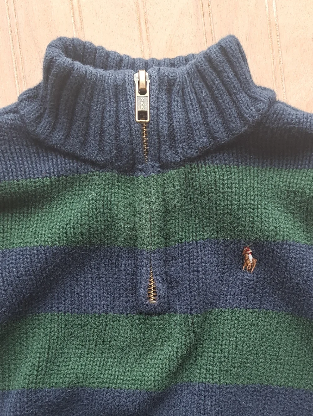 Polo Ralph Lauren Classy Chunky Knit Striped Quarter Zip 100% Cotton Sweater